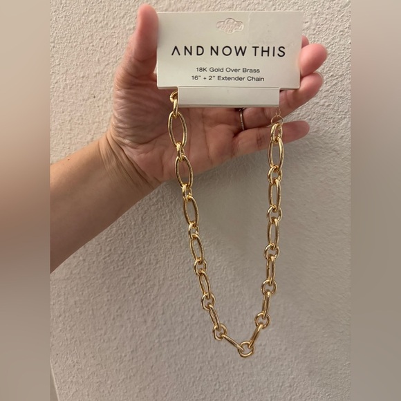 And Now This Jewelry - And Now This 18K Gold Plated Cable Chain Necklace 16+2 extender